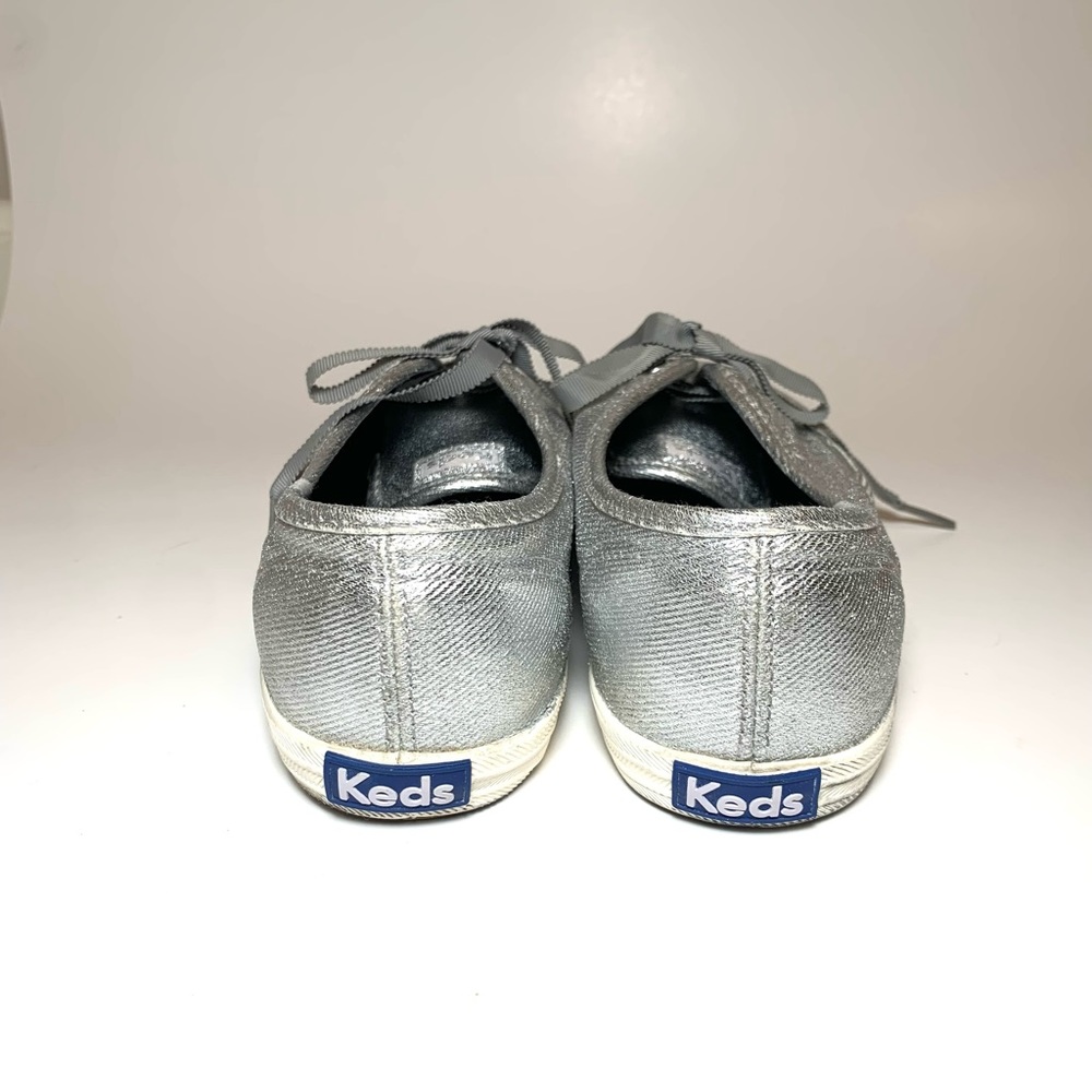 KEDS Silver Metallic Canvas Lace-Up Low Cut Sneakers Casual Tennis Shoe Sz 8.5 - Picture 6 of 9